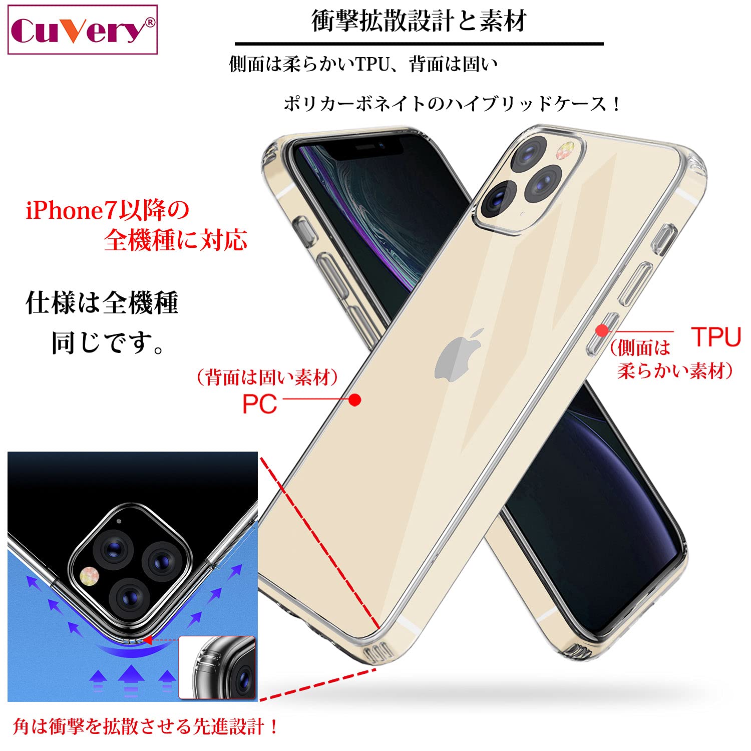 Amazon.co.jp: 【CuVery】 iPhone12mini用 側面ソフト TPU